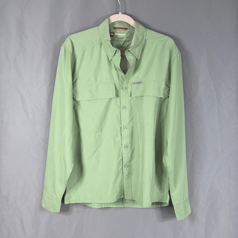 Simms Shirt Mens Small Green Guide Series Fishing Outdoor Quick Dry Vented